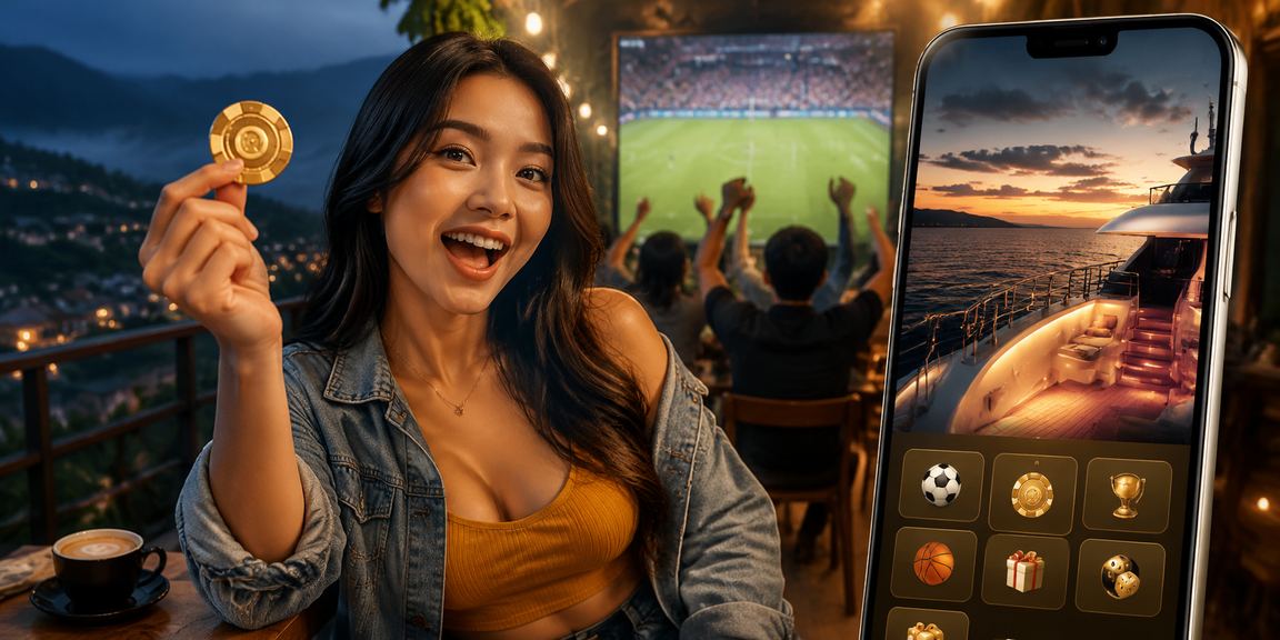 Pengguna melakukan transaksi deposit secara digital di kafe dengan suasana santai