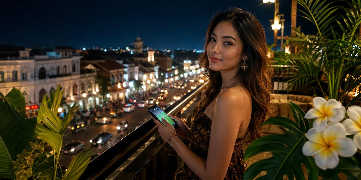 Model muda bergaya modern memegang hadiah bonus VIP dari platform garuda62